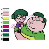 Peter Griffin with Daddy Little Girl Embroidery Design